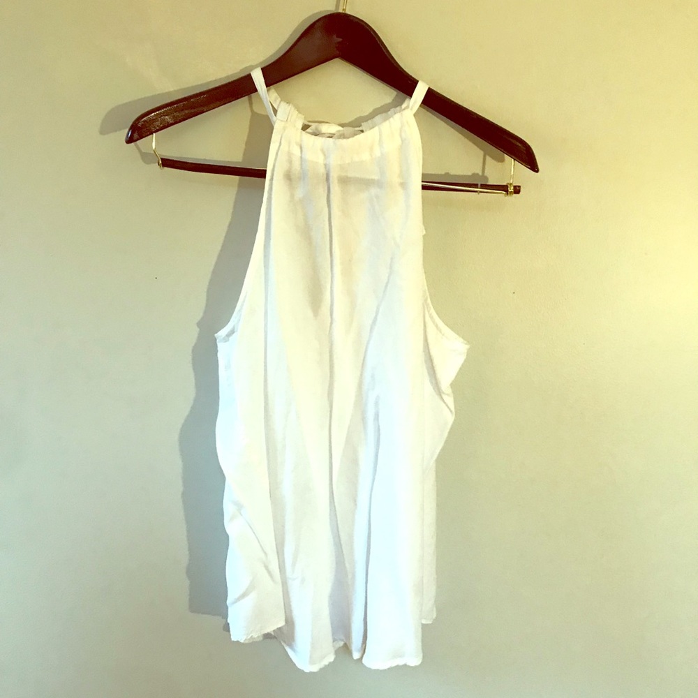 White tie neck tunic